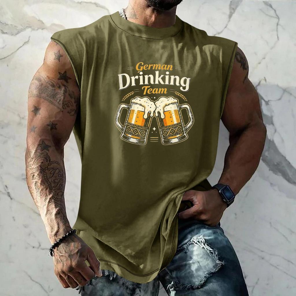 Men Sleeveless Tank Top Loose Fit Casual Streetwear Sport Vest with Unique Texture Print Suitable for Festival Holiday Daily Wear