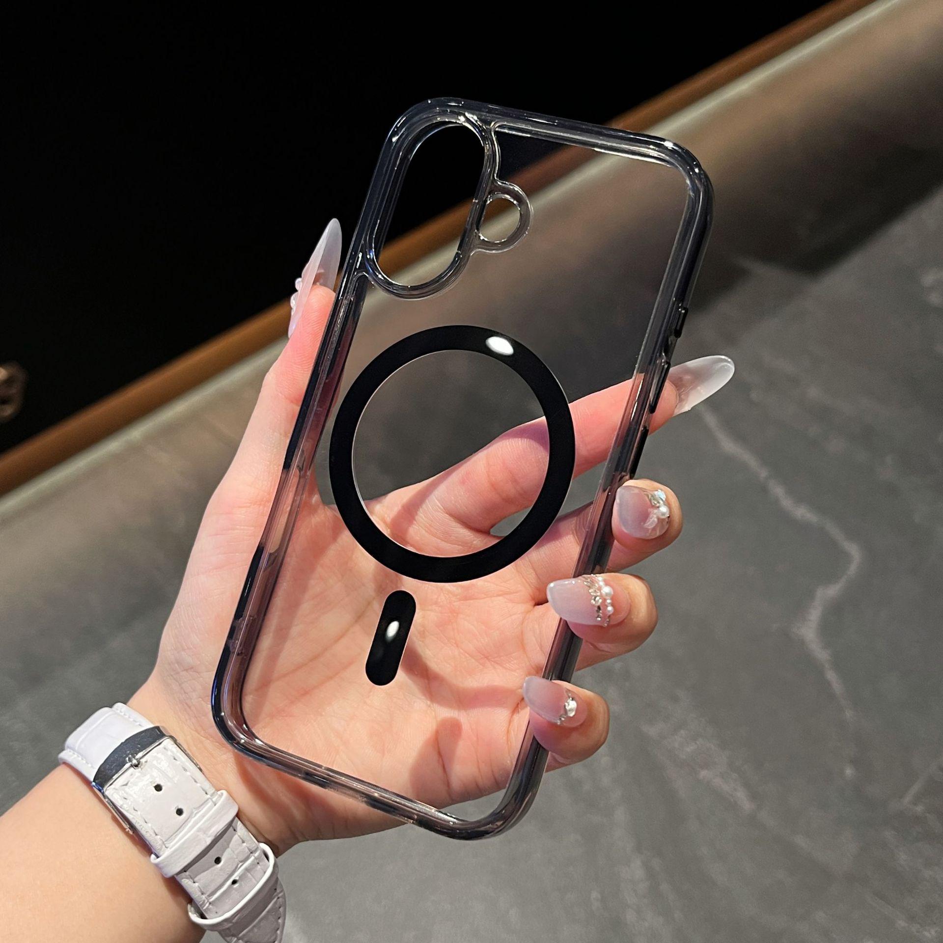 Transparent Magnetic Drop-Proof Phone Case for Apple iPhone 14/15/16/17 Pro Max iPhone 15 Pro Max прозрачный черный