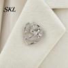 Love Heart Brooch Double Layered Brooch, Rhinestone Lapel Pin for Men Women, Decorative Badge Clothes Bag Hat Scarf Suits Oxidation Resistant