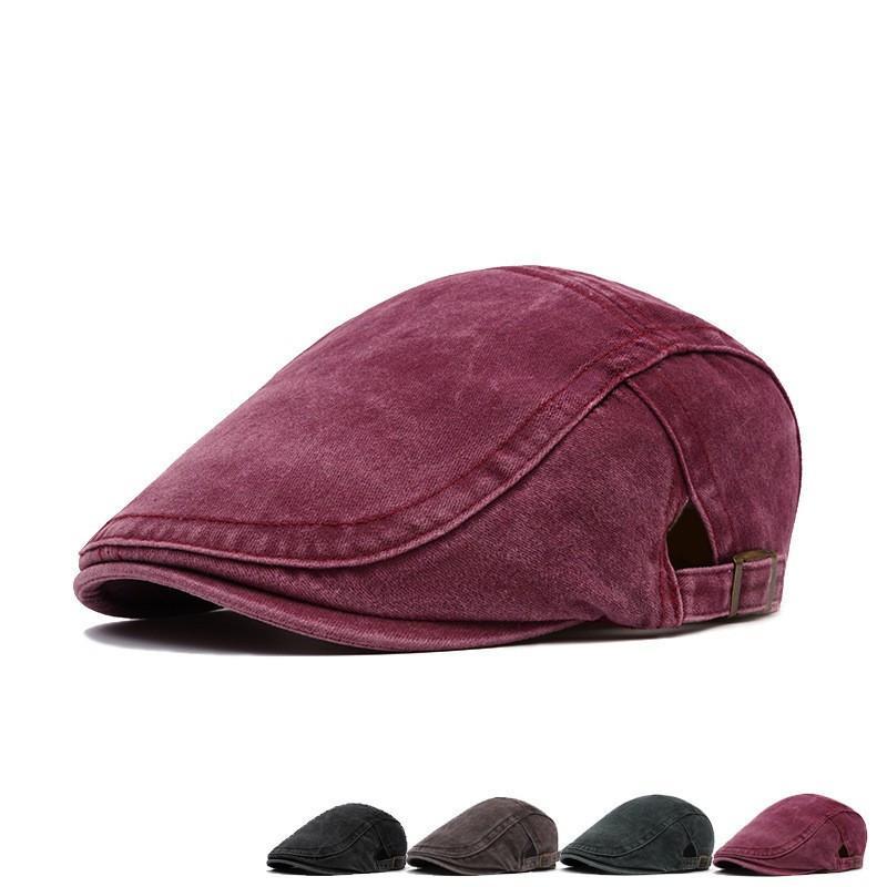 Washed Cotton Vintage Newsboy Cap Solid Color Beret Hat Casual Breathable Ivy Cap For Men Women Daily Outdoor Street Wear