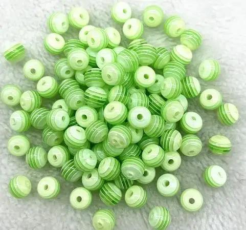 TX02 50 Piezas 8mm Hermosas Redondas Transparencia Cuentas Sueltas Rayas Departamento de Joyería DIY Pulsera Asequible Accesorios de Tendencia Cuentas