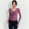 Sexy Mesh High-end Yoga Clothes Long-sleeved Integrated Chest Pad Fitness Professional Training Pilates Sports Top