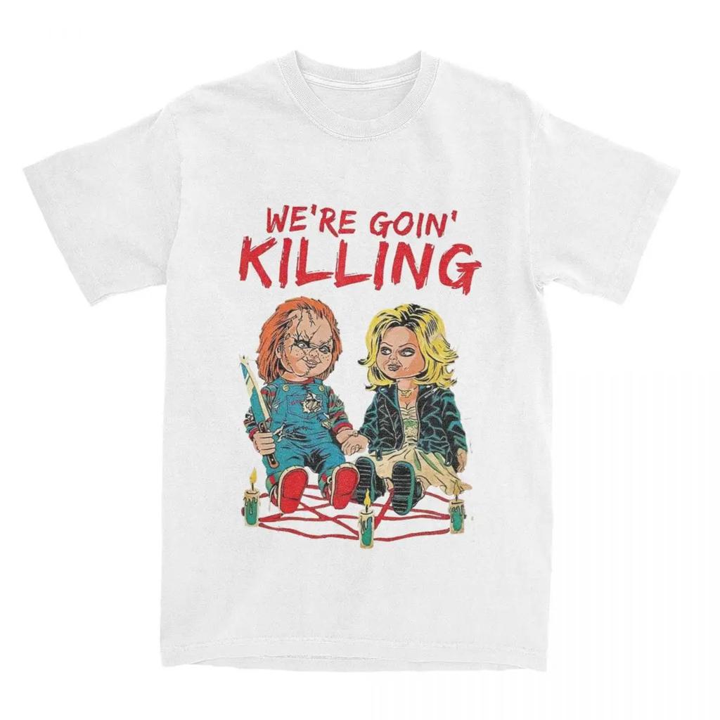 Men Women Horror Chucky We're Goin Killing Shirt Accessories Creative Pure Cotton Horror Chucky Film Lover Fan T Shirt