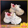 Internet celebrity dad shoes women super fire 2025 autumn new thick-soled mesh breathable sports leisure inner height increase white shoes