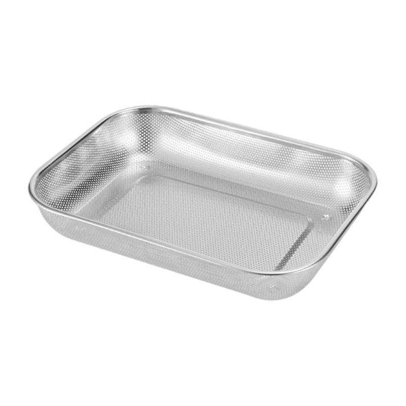 

Durable Rectangular Stainless Steel Meshes Colander For Efficient Fruit Vegetable Draining Kitchen Strainer Option L