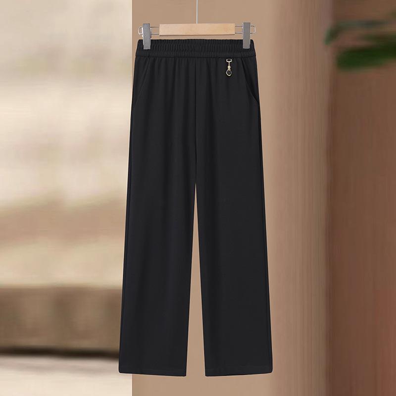 

Summer Elastic Waist High-Waist Women s Casual Straight-Leg Trousers XL (90-110 jin) чорний