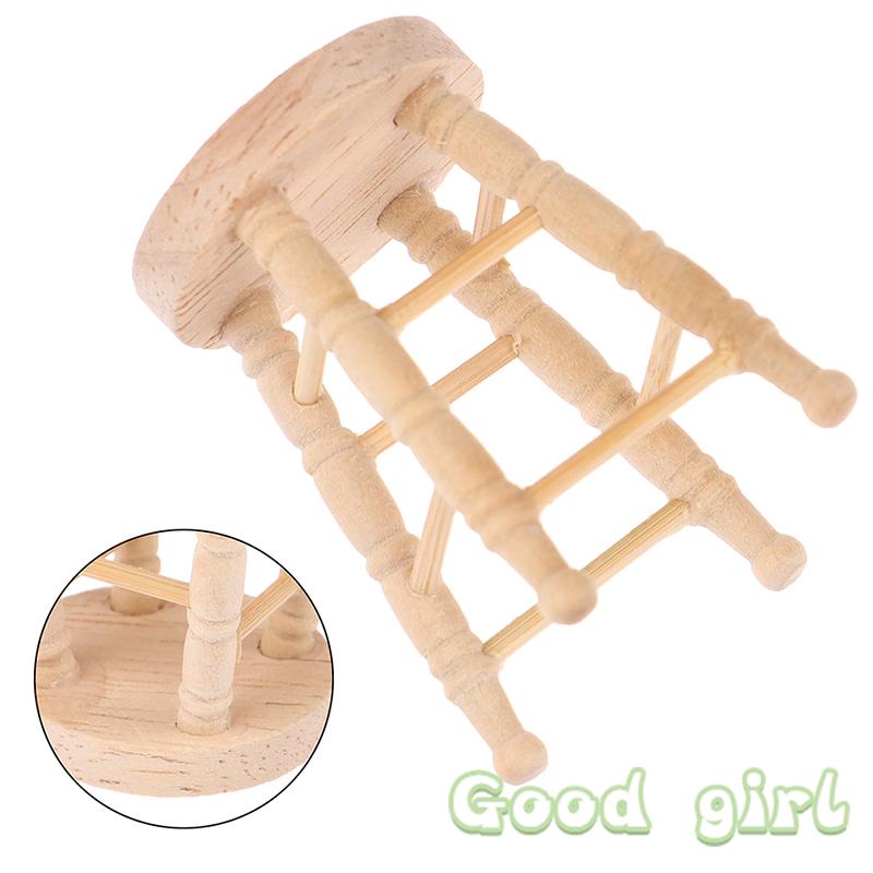Sale Mini Furniture Dollhouse Simulation Wooden Stool Model Living Room Toy Doll House Furniture Accessor Miniature Kid Toy