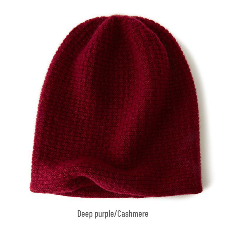 Unisex Plaid Cashmere Knit Hat - 100% Pure, Double Layer, Autumn/Winter Style One Size фиолетовый