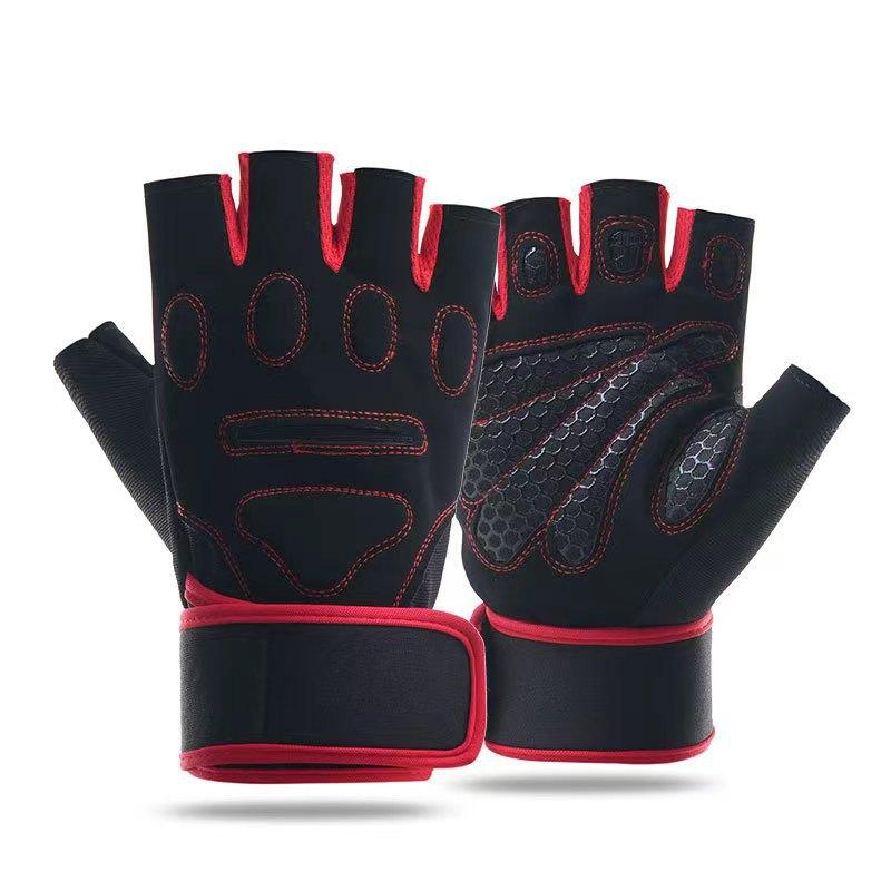 Fitnesshandschuhe für Männer und Frauen Halbfinger Handgelenkschützer Rutschfest Verschleißfest Riemen für Anti-Blasenbildung