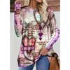 Spring and Autumn Round Neck Heart and Text Graphic 3D Printed Top Fashionable Casual Long Sleeved Women's T-shirts
