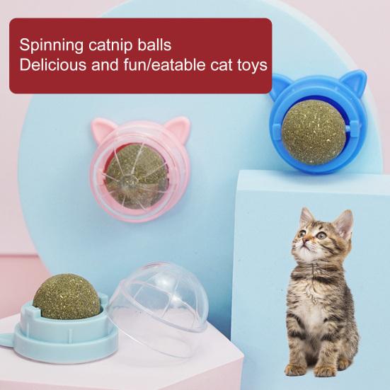 Yousheng Cat Licking Toy Rotating Wall-mounted with Stickers Natural Materials Self-adhesive Increase Appetite Teeth Cleaning Freshing Breath Catnip