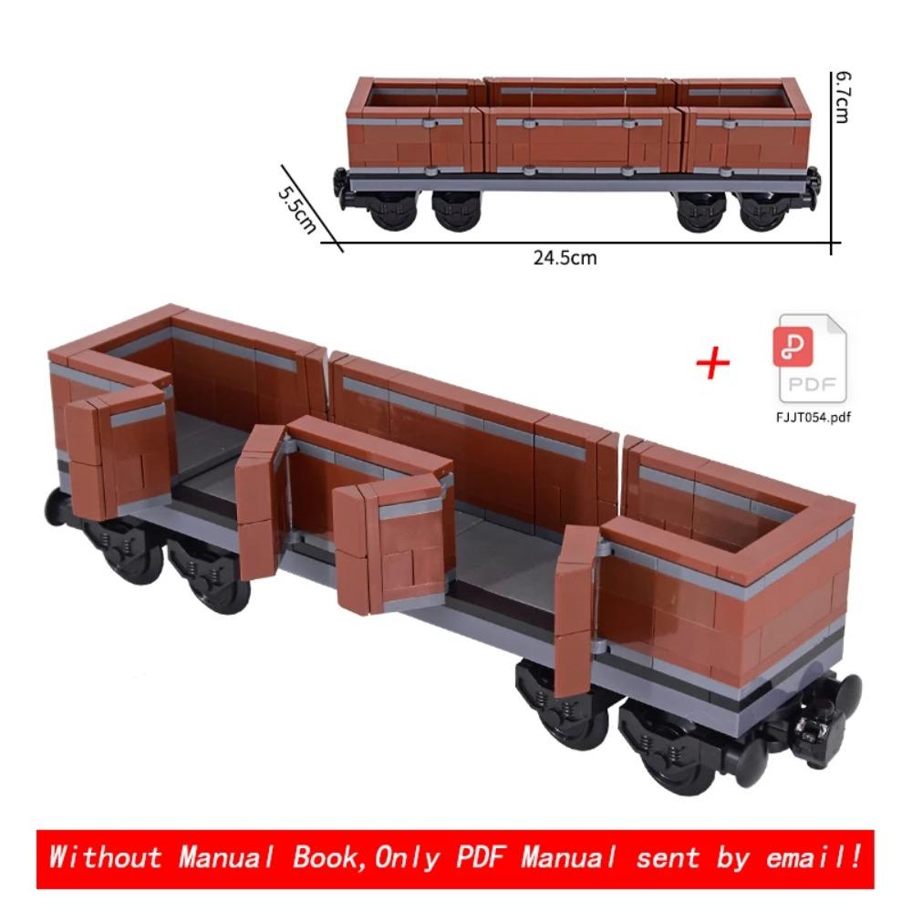 NEW MOC Brown Retro Train Freight Car Brick Set, Closed Box Wagon MOC Kit, Hobby Collectible Toy, Compatible Building Blocks