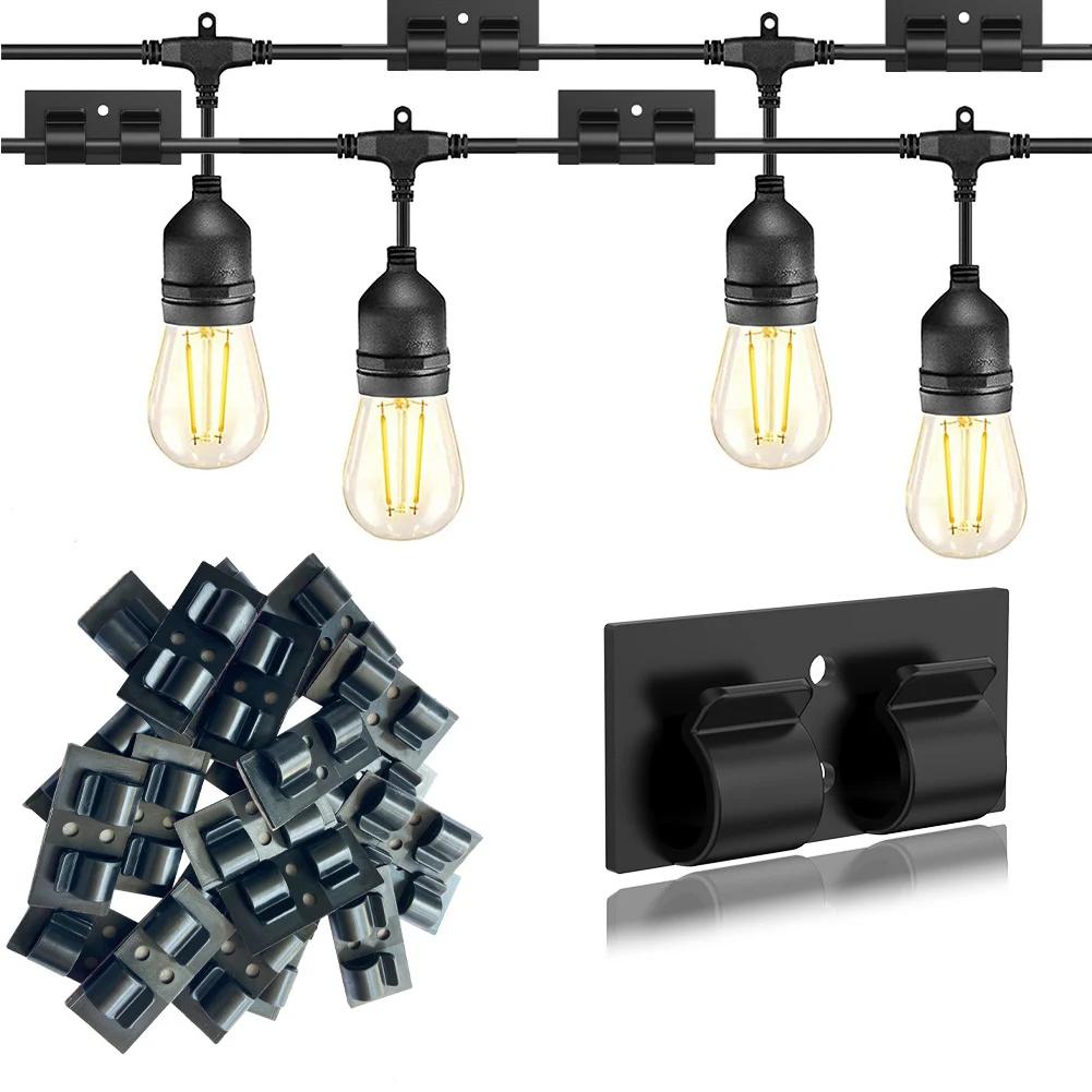 10 Stück Lichterketten-Clips für den Außenbereich mit wasserdichten Klebestreifen, Ornamenthaken für den Außenbereich, UV-beständige Seilhalter