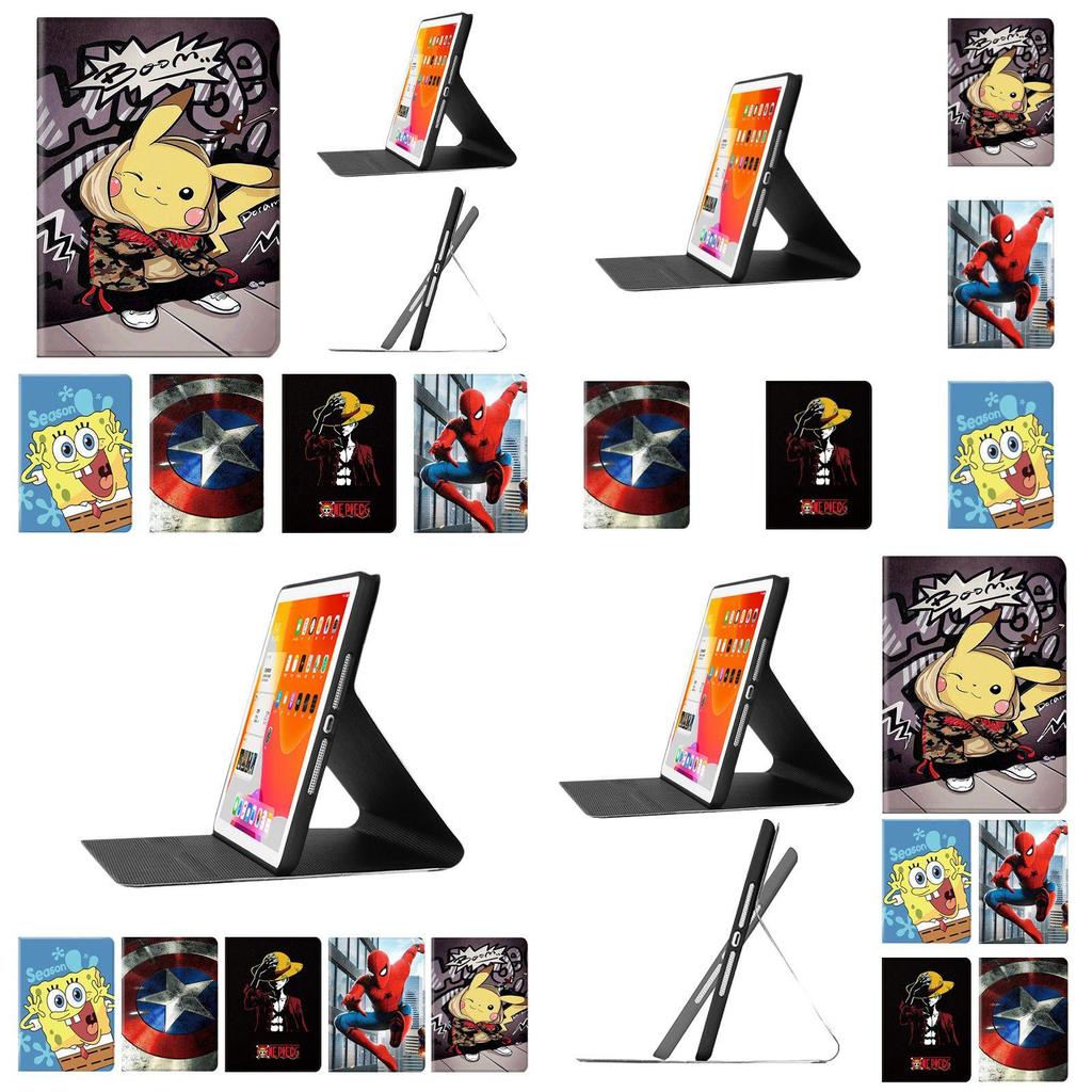 Ultra-thin Smart Ipad Cartoon Case Cover For Kids Pikachu Spiderman Luffy