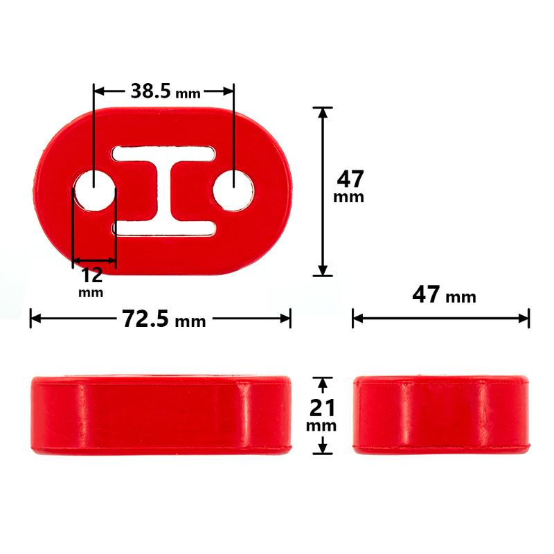 12MM 2 Holes Rubber Exhaust/Muffler SHORT HANGERS Universal Muffler Hangers DJ-01