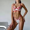 Conjunto de ropa interior sexy para mujer europea y americana, conjunto de sujetador y bragas cómodos, conjunto de lencería moldeadora bordada con huecos