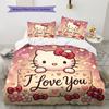 Hello Kitty Cute Pattern Bedding,Quilt Set Quilt Cover Pillowcase Home Birthday Gift(1 * Duvet Cover + 2 * Pillowcase, Without Core)