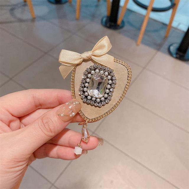 Тканевые Броши-Банты Со Стразами Кристаллами Жемчугом Женская Булавка для Лацкана Британская Пряжка для Шарфа Корсаж Классические Винтажные Украшения Сувениры Винтажные Украшения бежевый