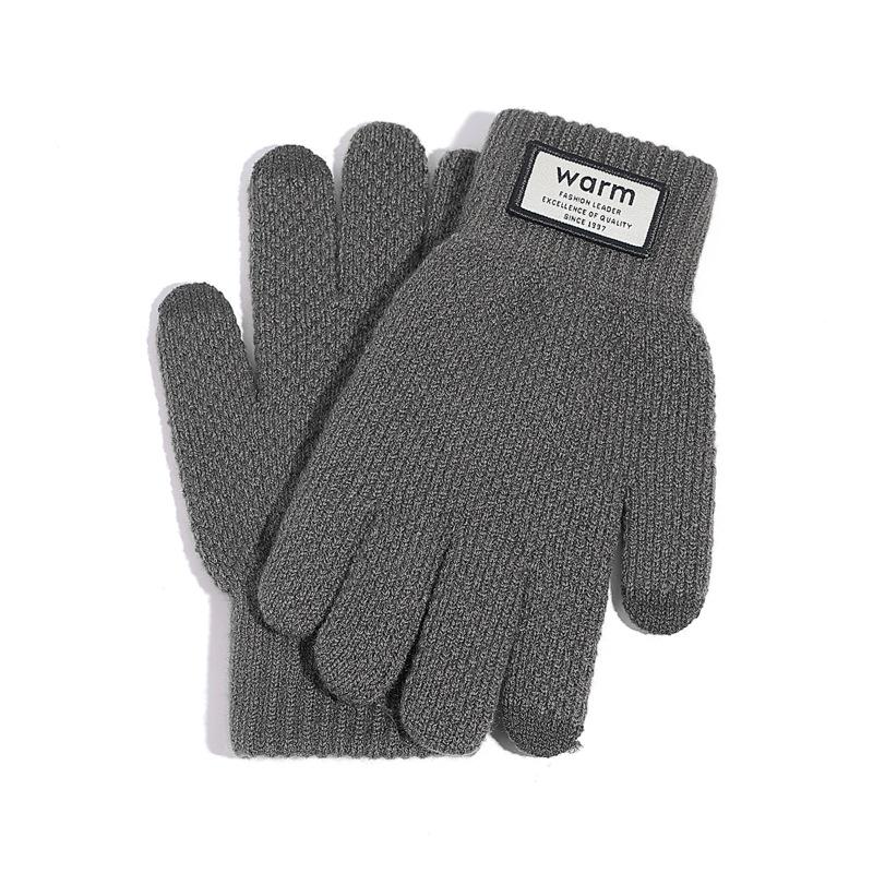 Winter Men's Winter Cycling Cold-proof Student Knitted Warm Men's and Women's Wool Gloves Touch Screen Autumn and Winter Plus Velvet and Thickening