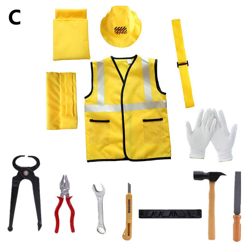 Kids' Construction Worker Costume & Tool Set for Dress-Up Play