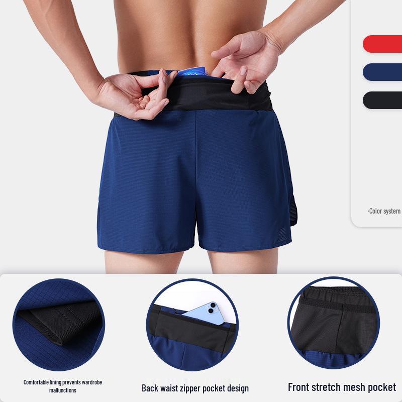 

Men s Quick-Dry Two-Piece Running & Basketball Fitness Shorts Triple XL чорний