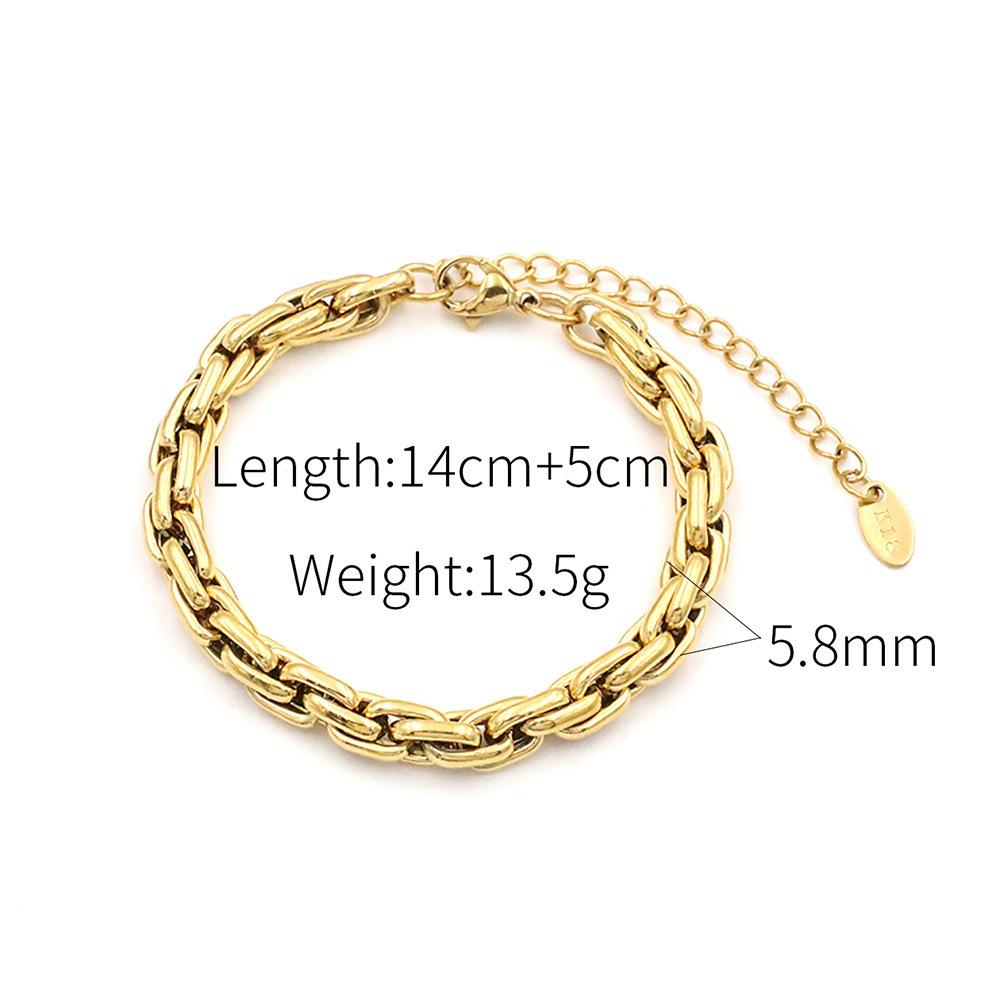Titanium Steel Personality Exaggerated Double Buckle Chain Bracelet Niche Design Sense 18K Gold Jewelry Does Not Fade