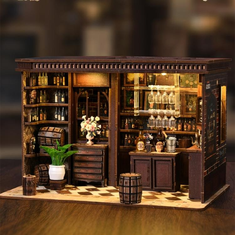 Wooden Miniature House Craft Book Nooks Kits Antique Bistro Doll House Assembly Set Toy For Crafts Lover And Collector
