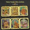 Yellow Jambhala Mahakala Thangka Pendant - Hand-painted Tibetan Gau with Eight Guardian Wealth Deities.