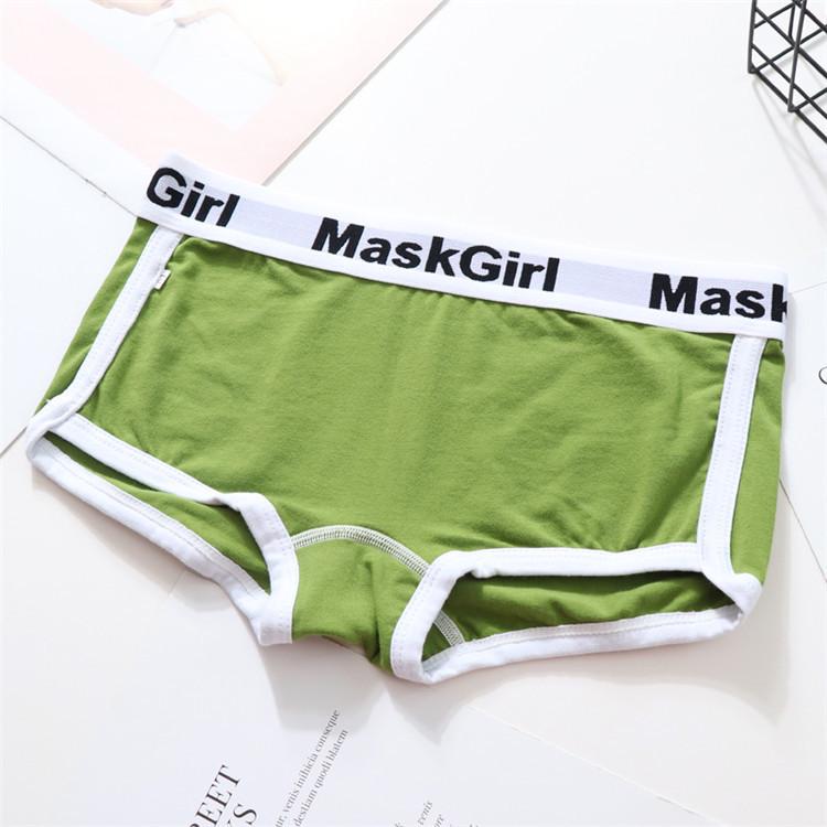 Neutral Women's Cotton Boxer Briefs with Wide Waistband - Letter Print Sports Underwear