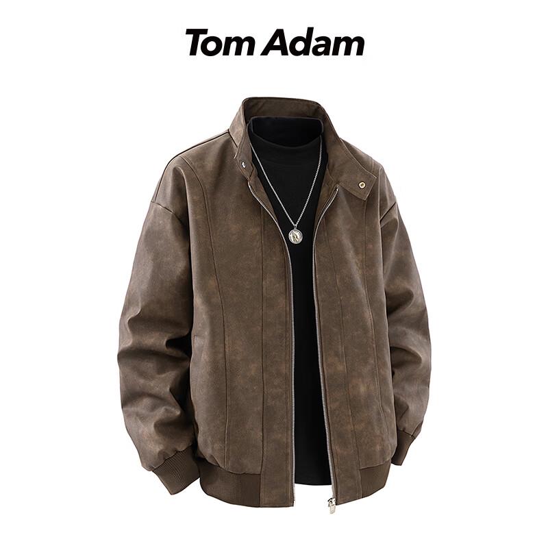 TOM ADAM Men's Casual Leather Jacket