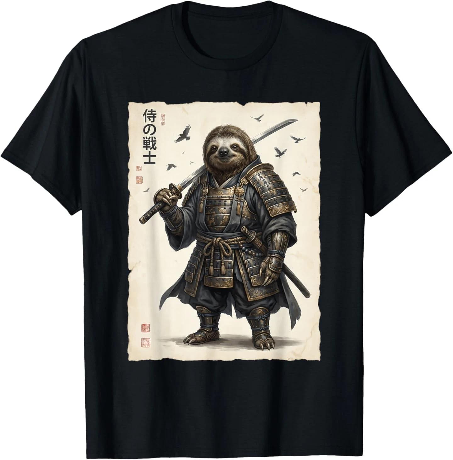 Самурай Ленивец Воин Ретро Японское Искусство Аниме Графическая Футболка M