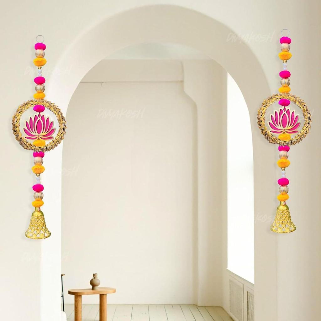 Divyakosh Lotus Hanging 6 Pcs 16 INCH| Floral Wall Hangings, Temple Decoration Items|