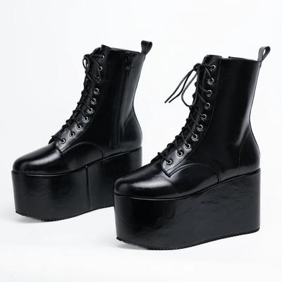 11CM High Heel Goth Rave Lace Ankle Boot Platform Funky Punk Shoes Unisex