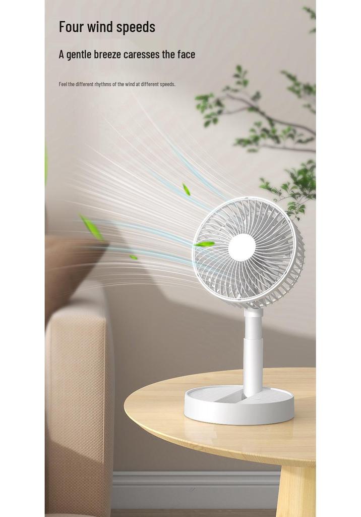 Foldable 6-inch USB Charging Mini Desktop Fan with Telescopic Head and Long Battery Life