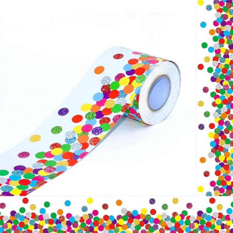Self Adhesive Border Classroom Decors Border Trim Sticker Colorful Dot Trim Border Bulletin Board Border Trim