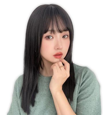 [BrightLala] Long Straight Layered Semi-Long Medium Wig, Natural and Cute, Women's, Red hf2020-BC