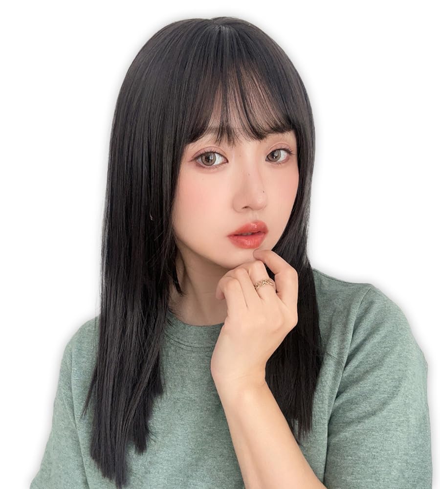 [BrightLala] Long Straight Layered Semi-Long Medium Wig, Natural and Cute, Women s, Red hf2020-BC