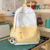 Schoolbag milky white fresh floral cute bear patchwork student backpack for students and healing style gentle bestie travel mini backpack