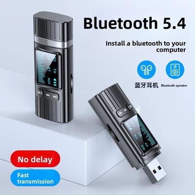 USB Bluetooth 5.4 Receiver Transmitter Audio Adapter TV Computer Bluetooth 3.5mm Adapter with Screen