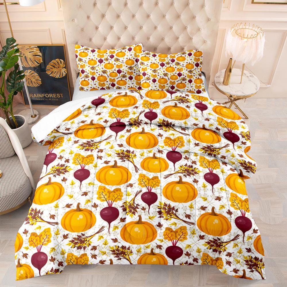 Halloween Duvet Cover Set Pumpkin Lantern Pattern Comforter Cover King Queen Size for Kids Boys Girls Gift Polyester Bedding Set