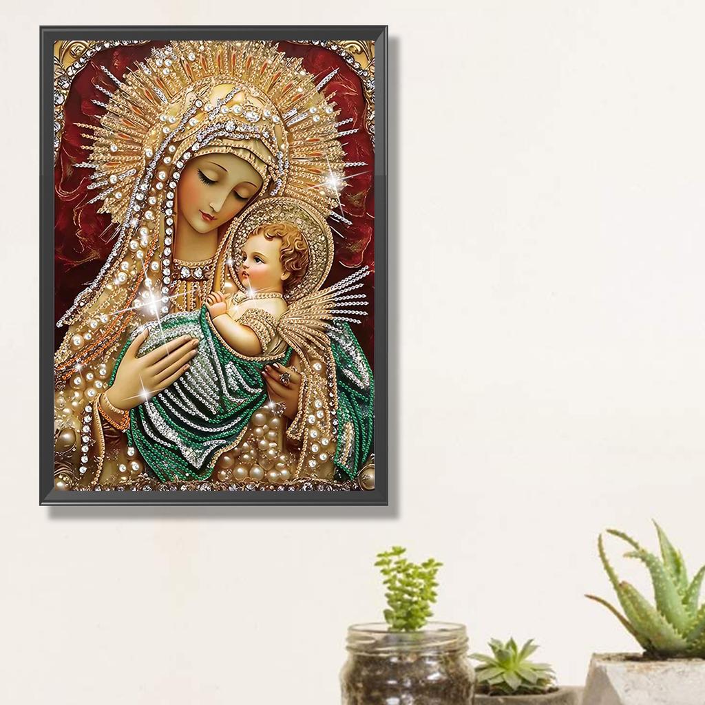 Virgin Mary Partial DIY 5D Special Shaped Drill Diamond Painting Kit for Adults/Beginners Gift Idea Home Decor 30x40cm