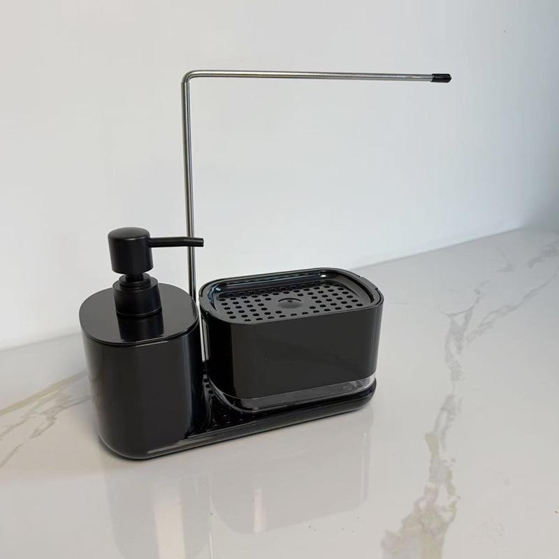 Stainless Steel Countertop Manual Soap Dispenser & Rag Holder