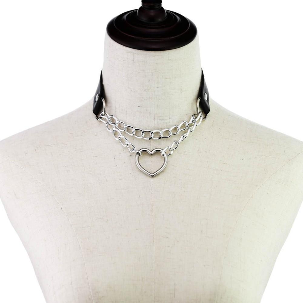 Day Collar Heart Pendant Choker Silver Chain Necklace Collars & Leashes