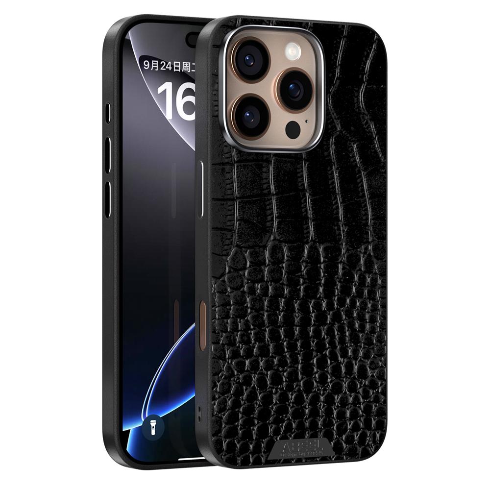 ABEEL Deksel til iPhone 16 Pro Max Kompatibel med MagSafe Krokodilletekstur Mikro-preget Bakdeksel