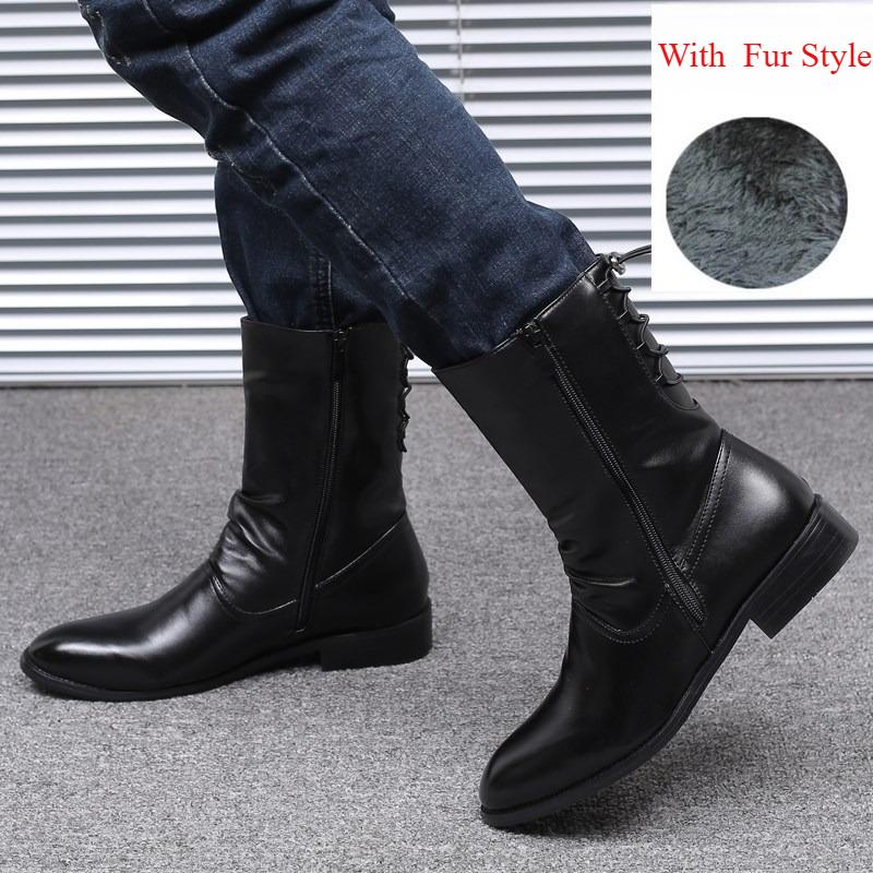 Fashion Winter Men Chelsea Boots Velvet High Top Ankle Dress Shoes Men Timberland Boot Wear Resistant Motorcycle Boots Botas De Hombre