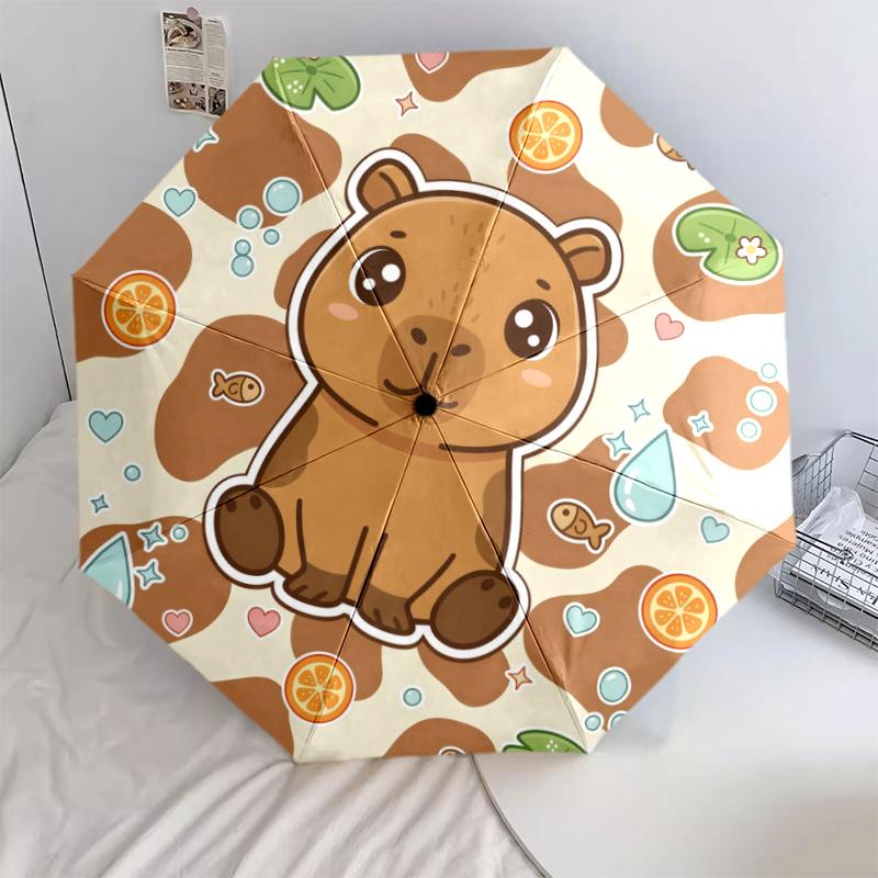 1 PC Automatic Folding Umbrella - Cartoon Animals Pattern, Portable & Foldable Design with 8 Ribs, Christmas Birthday Gifts