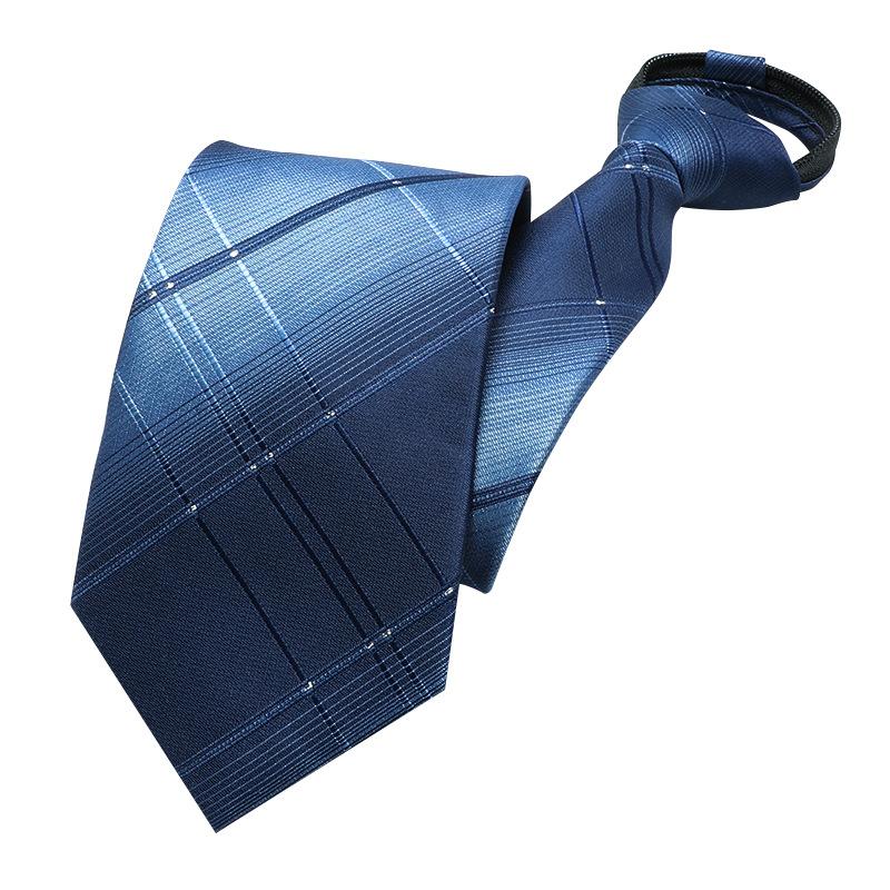 Men'S Business Dress Wedding Groom Dark Blue Pattern Hand Zipper Free 8Cm Men'S Plaid Tie