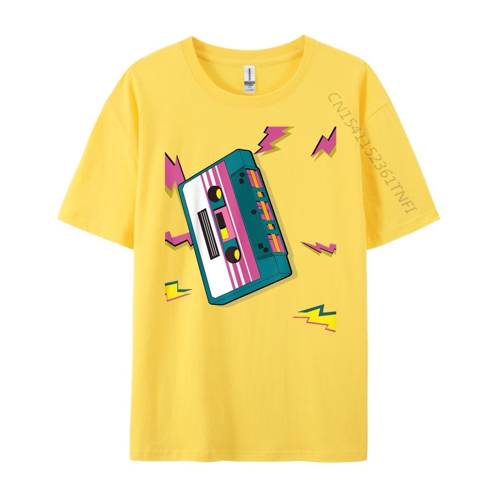 Vintage Cassette Tape In 80s 90s Neon Style T Shirts For Men Autumn TShirt Mens Tshirts Creative Camiseta