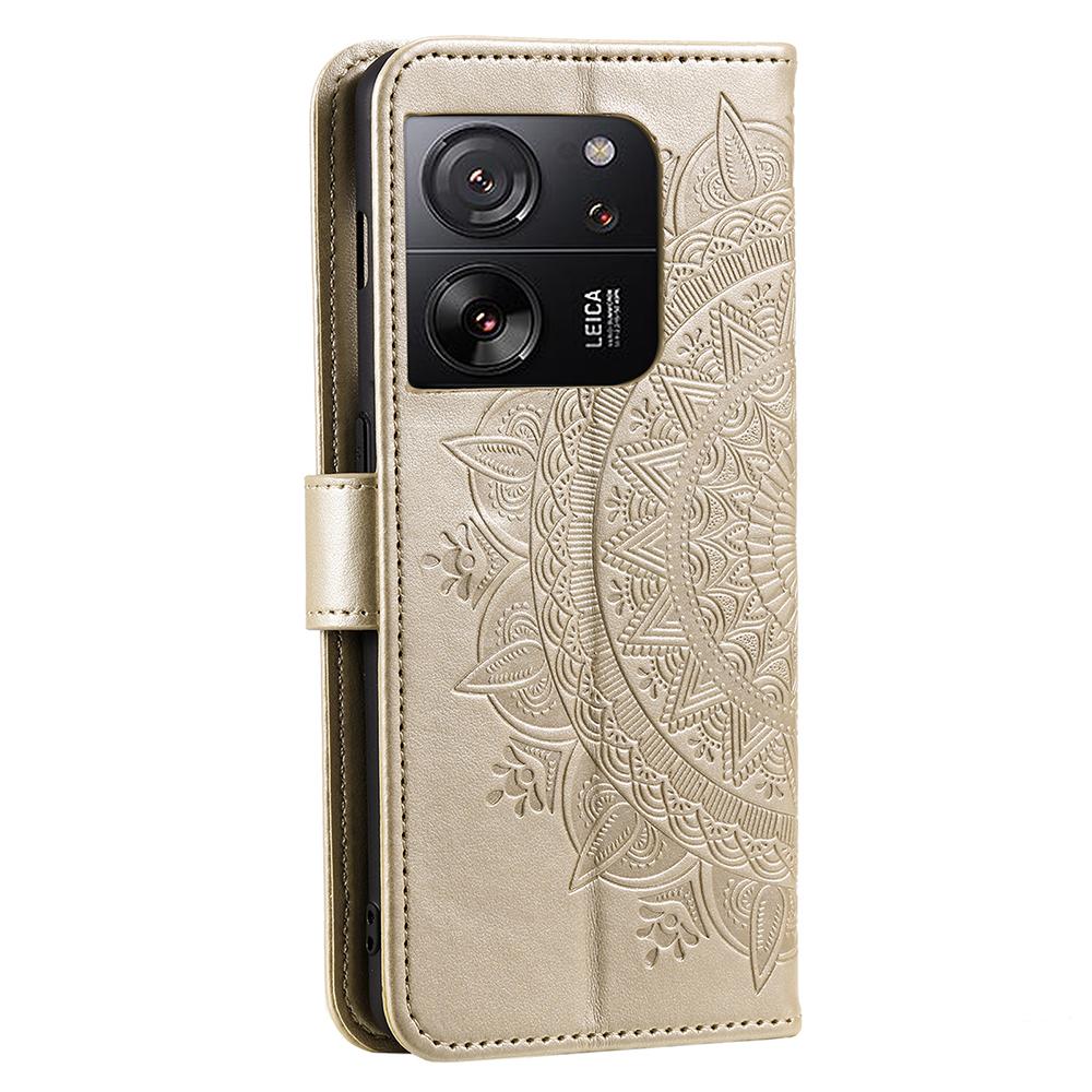 For Xiaomi 13T Pro/13T/Redmi K60 Ultra Case Mandala Flower Imprinted Leather Cover with Strap