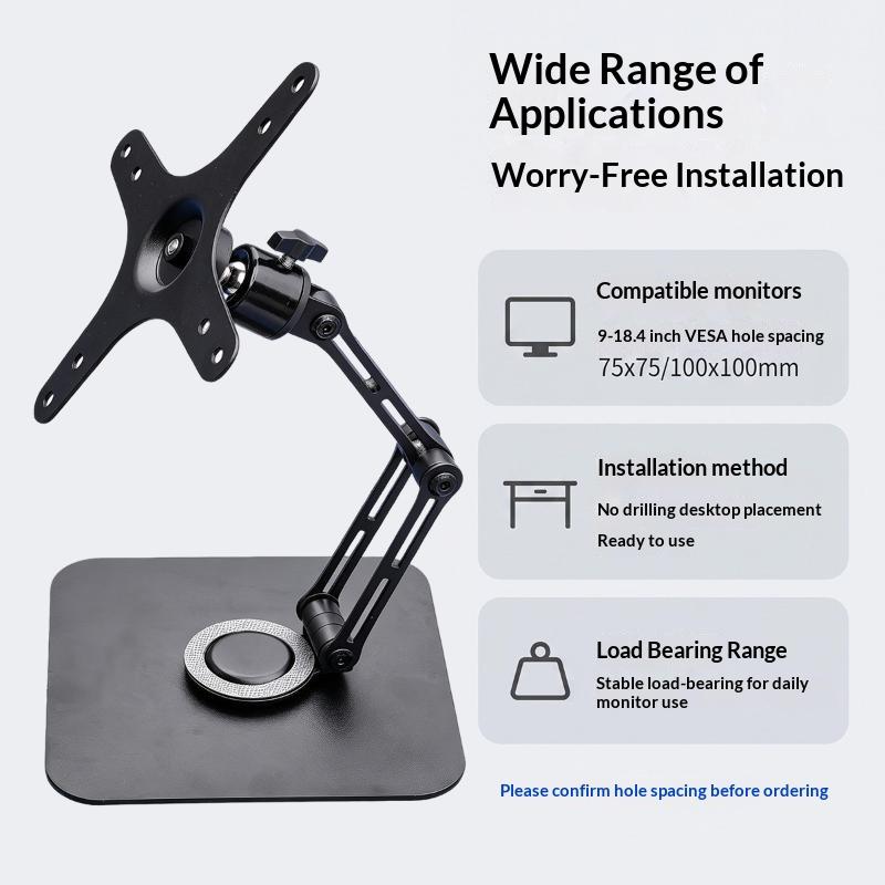 Foldable Monitor Stand 360° Rotation Multi-Angle Adjustable Heavy Load Monitor Arm Support For 9-18.4 Inch Screen